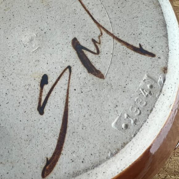 Art Studio Pottery Casserole With Handles & Lid 8" Stoneware Brown Glazed 80s - Picture 7 of 13